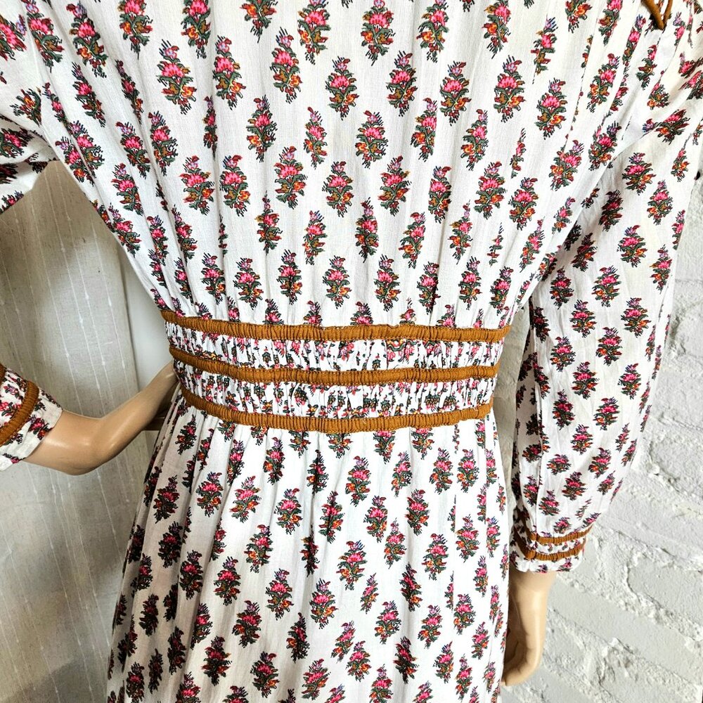 Veronica Beard Allesandra Boho Midi Dress Belted Cotton Size 6 - Picture 13 of 15